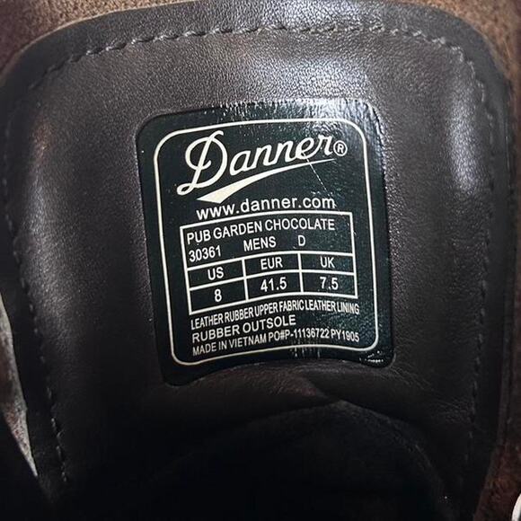 Danner Pub Garden Chocolate Leather Boots 30361 Men\'s Size 8 D main image 6